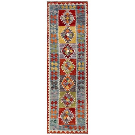 Handmade Multi Kilim Geometric 10' Runner