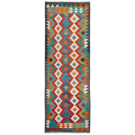 Handmade Multi Kilim Geometric 10' Runner