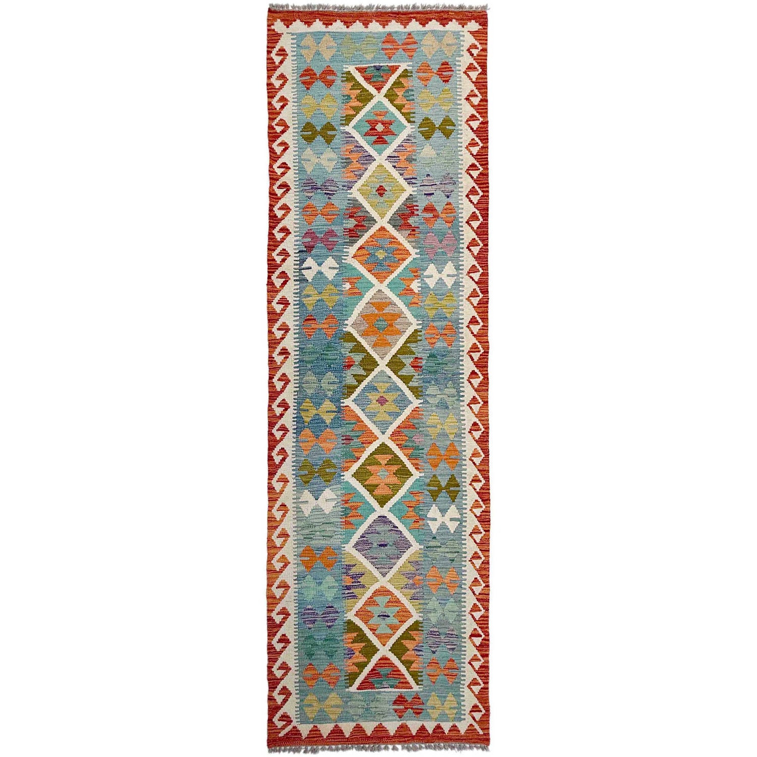 Handmade Multi Kilim Geometric 10' Runner