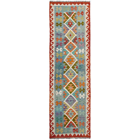 Handmade Multi Kilim Geometric 10' Runner