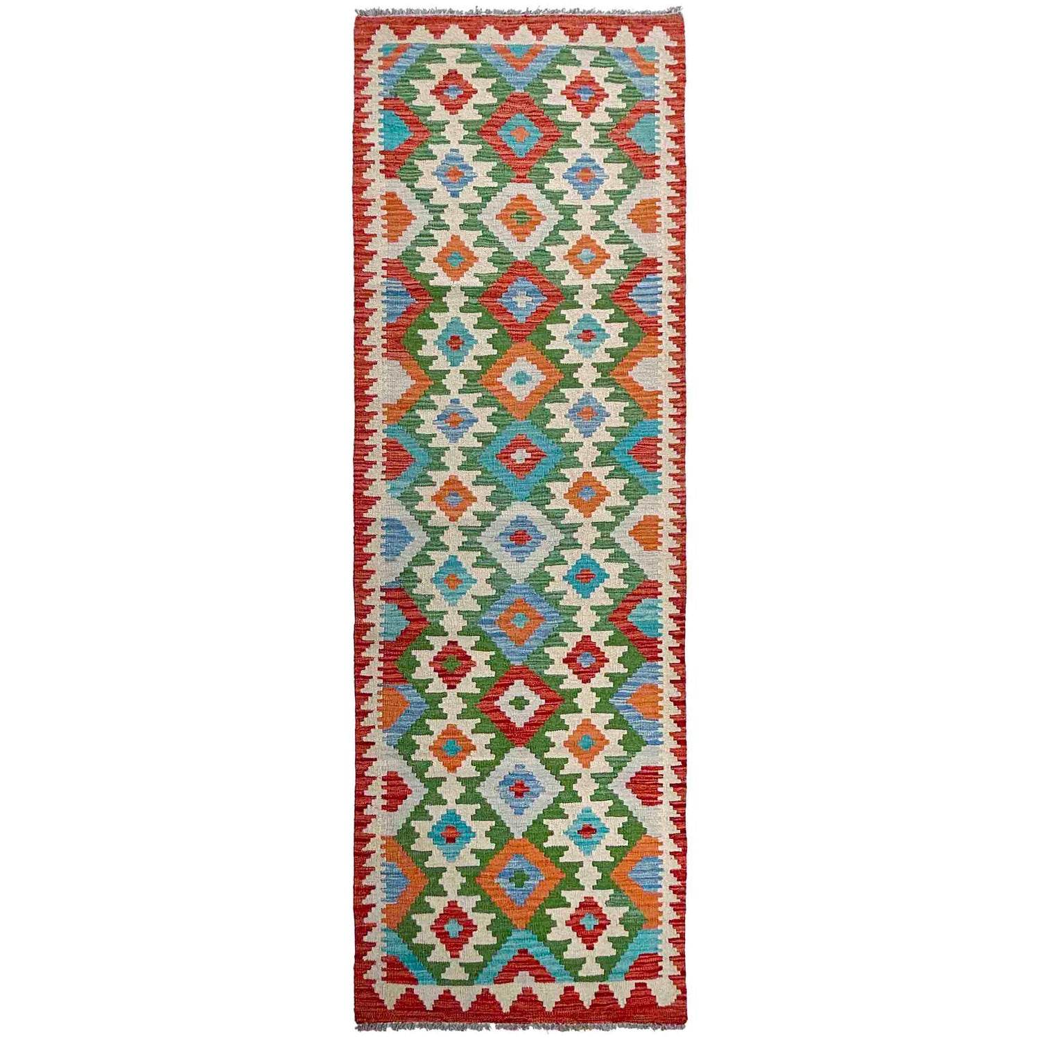 Handmade Multi Kilim Geometric 10' Runner