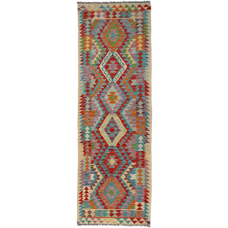 Handmade Multi Kilim Geometric 10' Runner