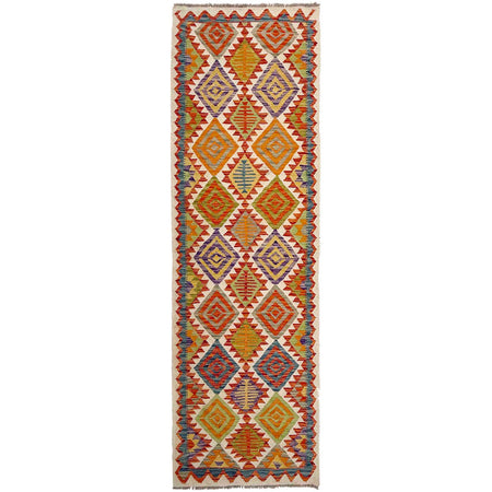 Handmade Multi Kilim Geometric 10' Runner