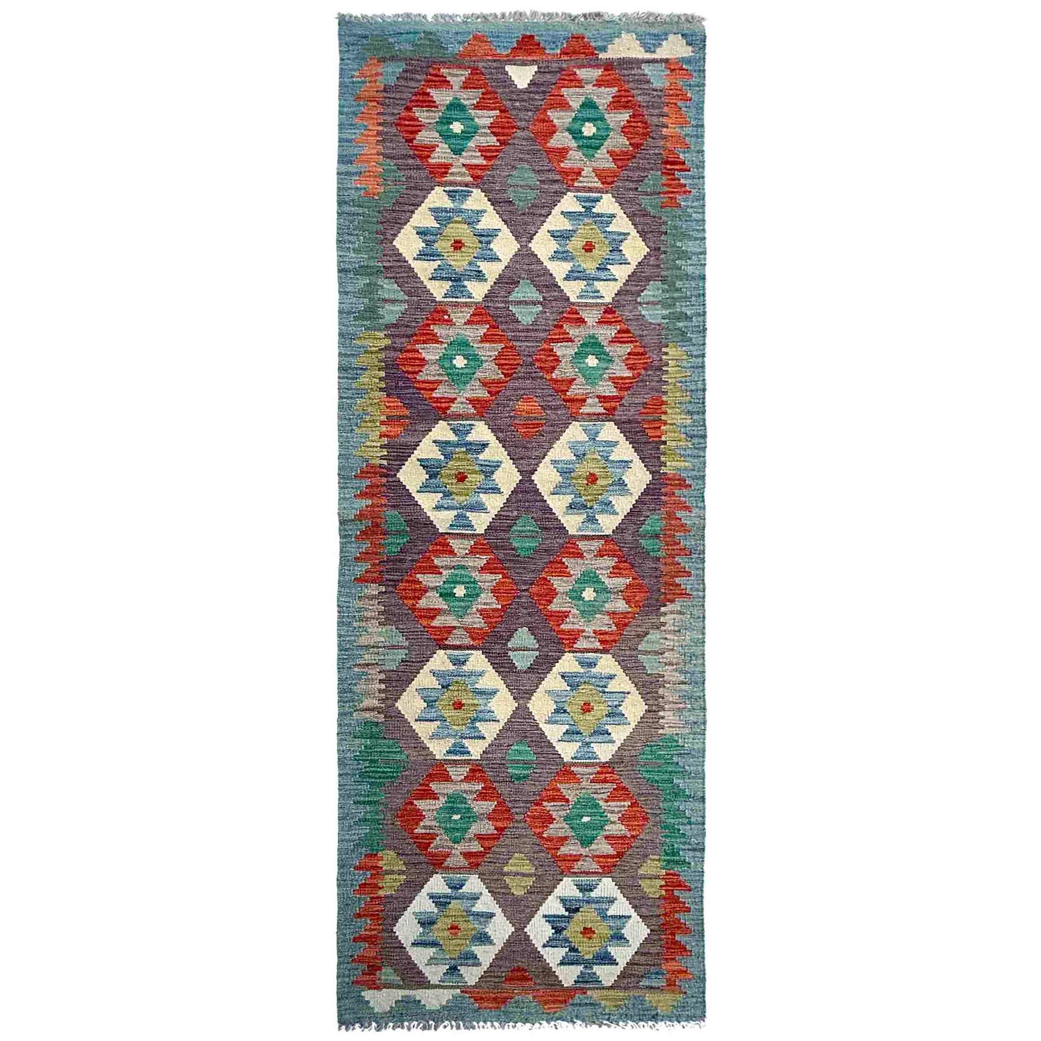 Handmade Multi Kilim Geometric 10' Runner