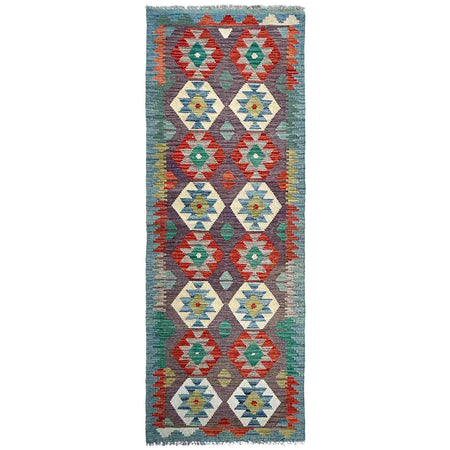 Handmade Multi Kilim Geometric 10' Runner