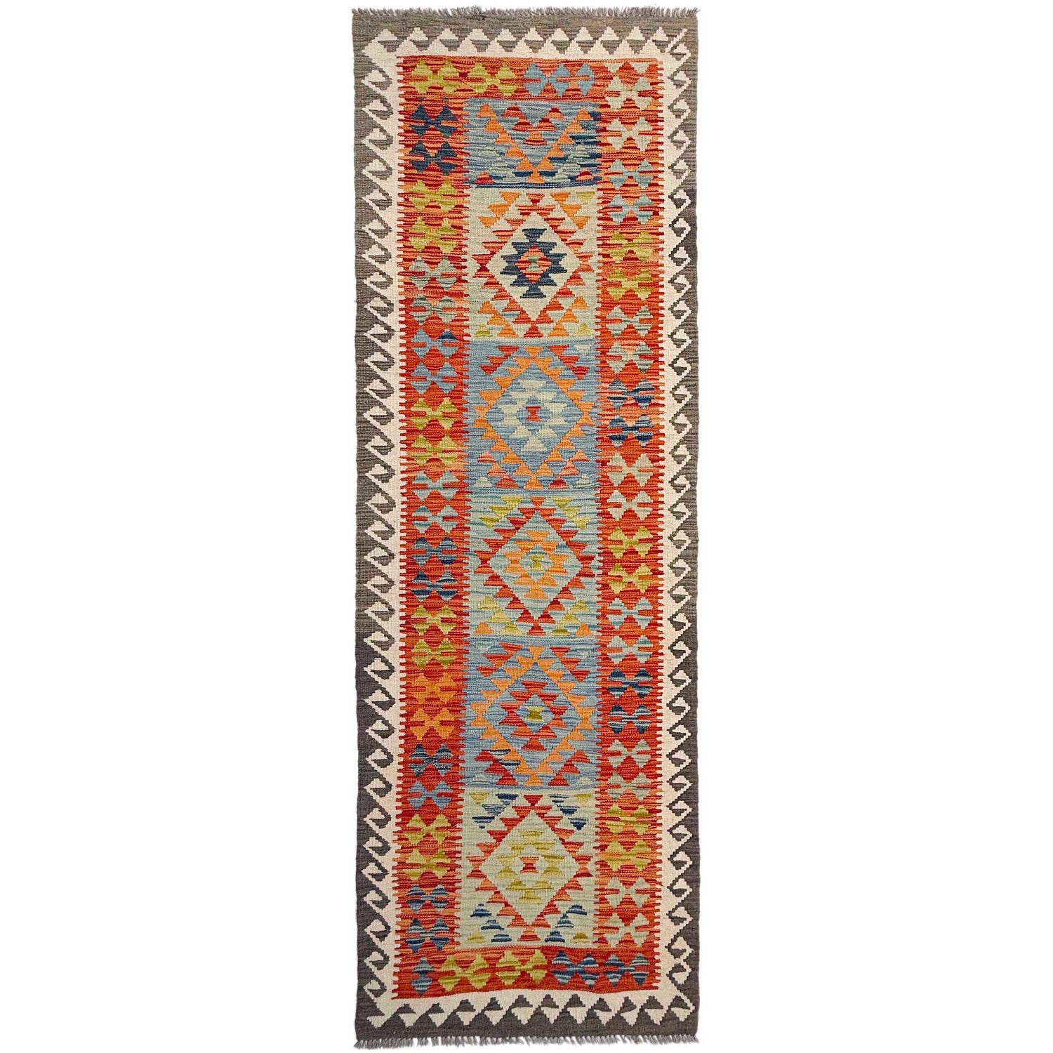Handmade Multi Kilim Geometric 10' Runner
