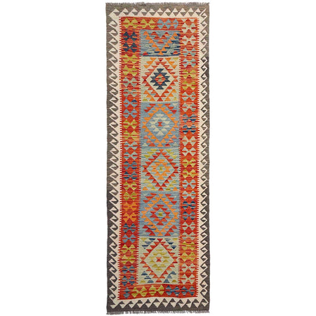 Handmade Multi Kilim Geometric 10' Runner