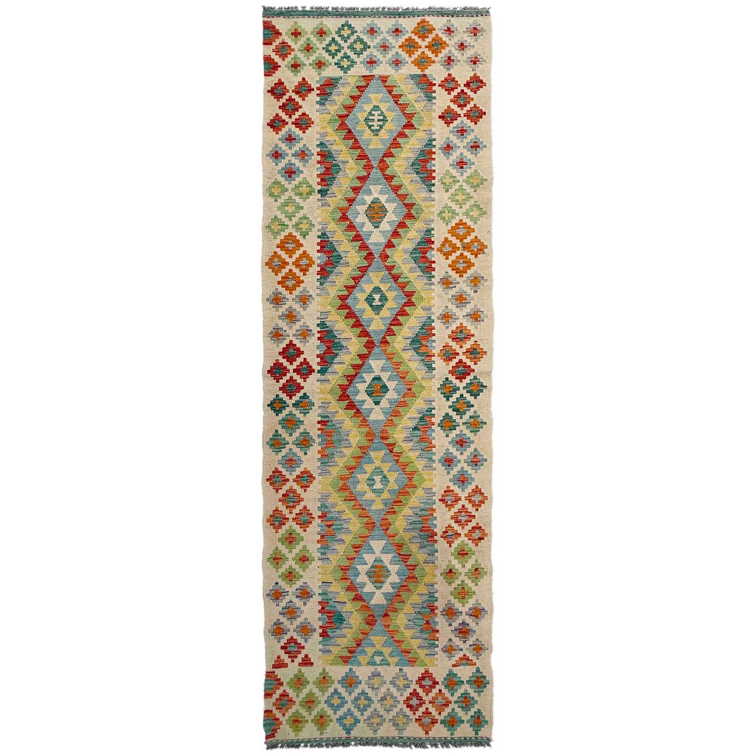 Handmade Multi Kilim Geometric 10' Runner