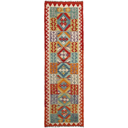 Handmade Multi Kilim Geometric 10' Runner