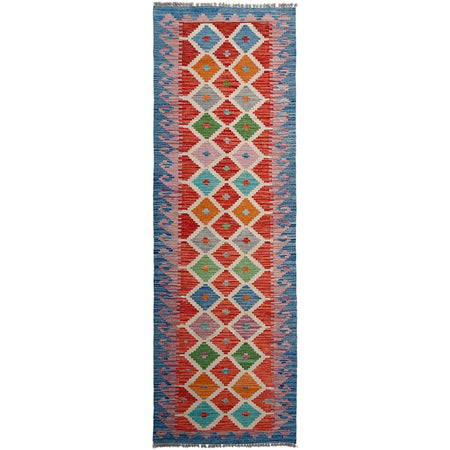 Handmade Multi Kilim Geometric 10' Runner