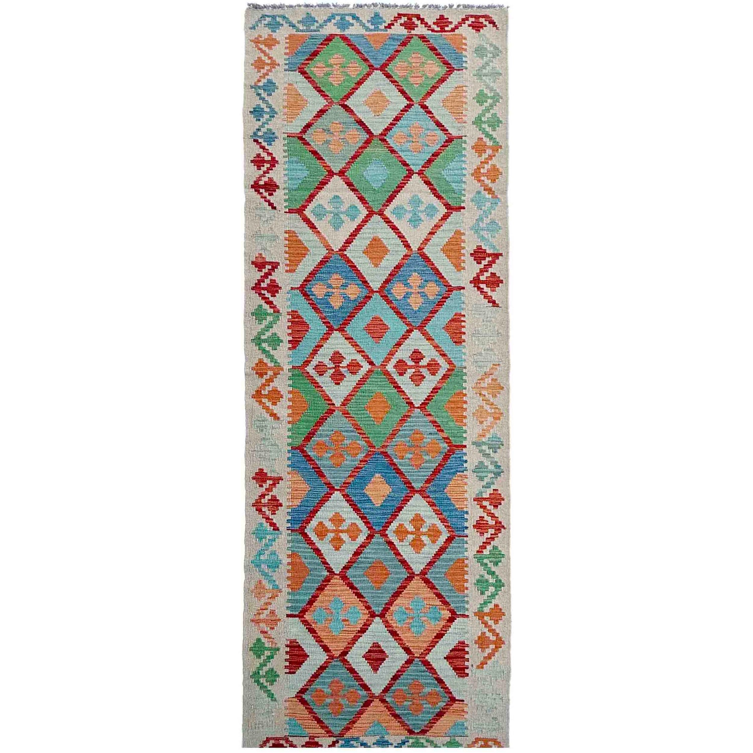 Handmade Multi Kilim Geometric 10' Runner