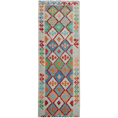 Handmade Multi Kilim Geometric 10' Runner