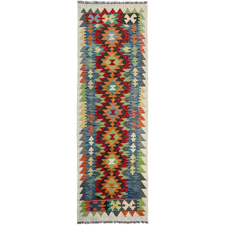 Handmade Multi Kilim Geometric 10' Runner