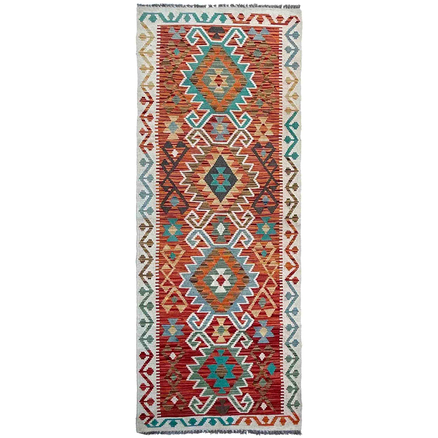Handmade Multi Kilim Geometric 10' Runner
