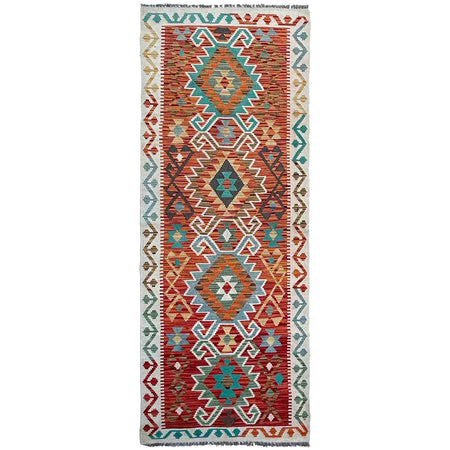 Handmade Multi Kilim Geometric 10' Runner