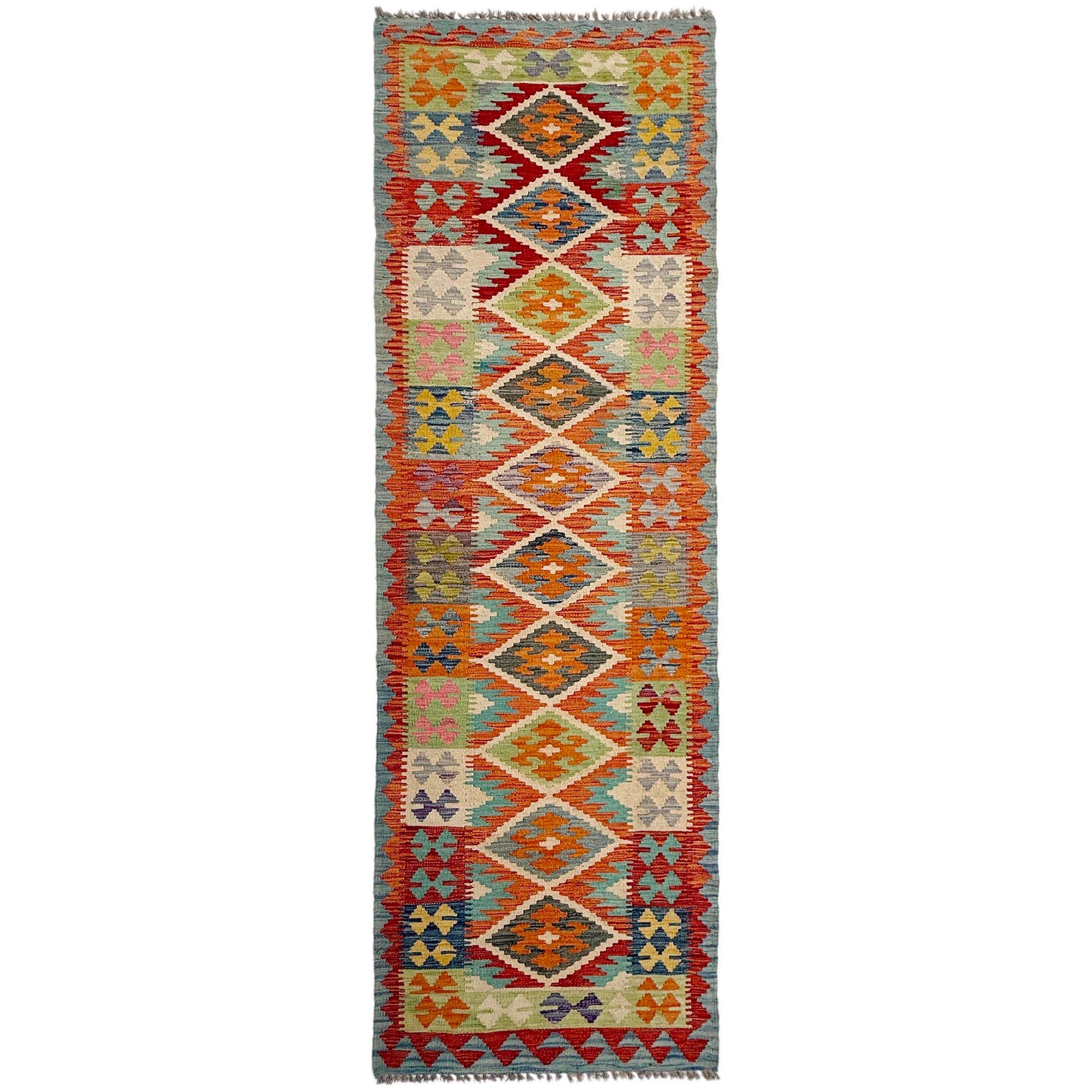 Handmade Multi Kilim Geometric 10' Runner