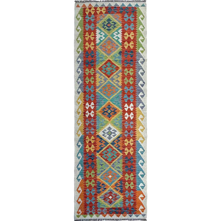 Handmade Multi Kilim Geometric 10' Runner