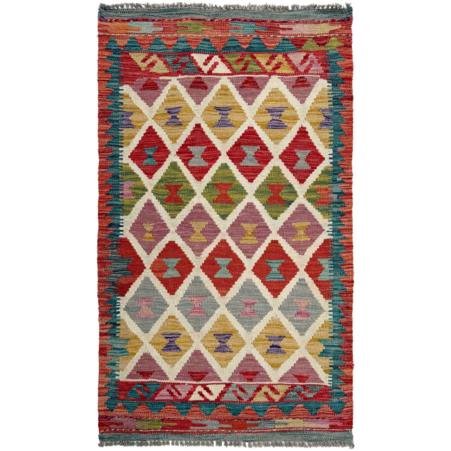 Handmade Multi Kilim Geometric 2x4 ft