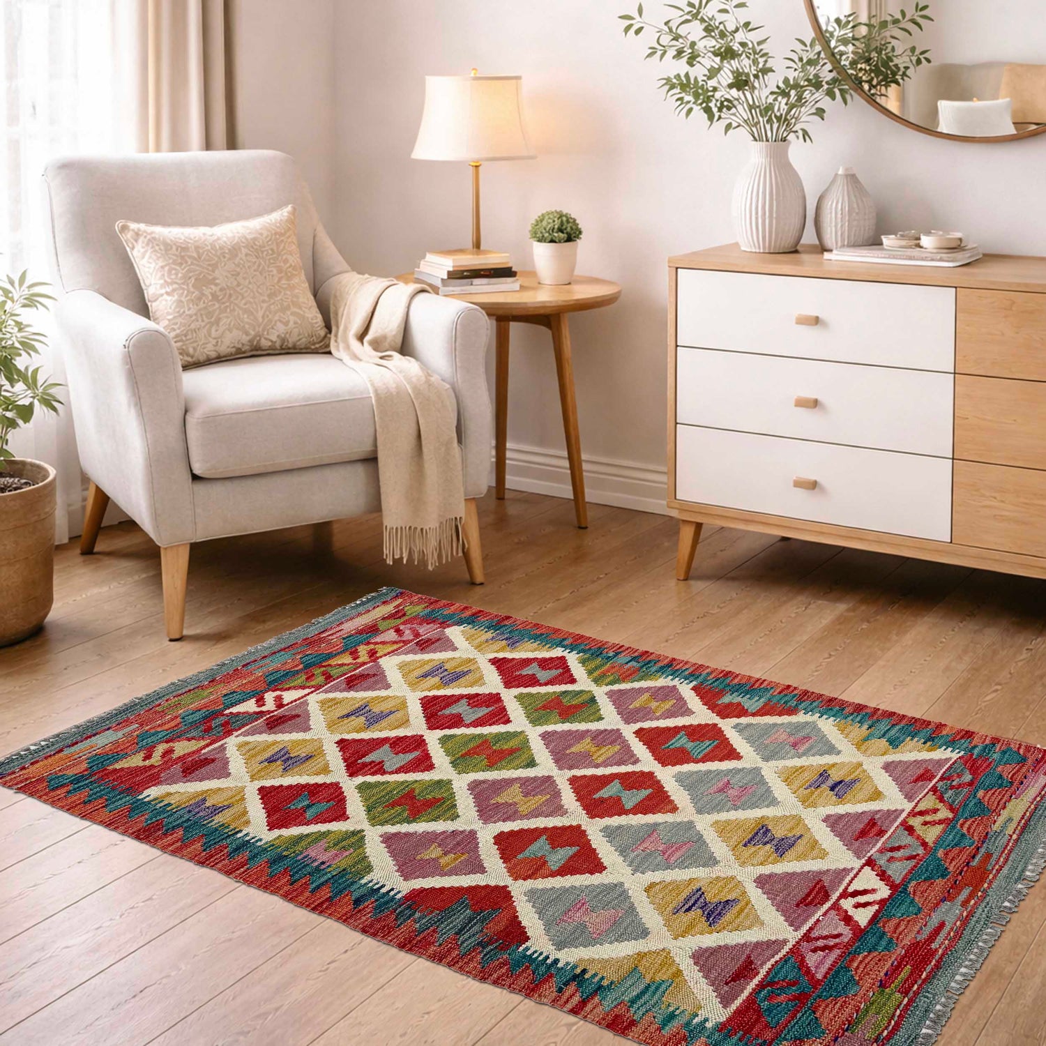 Handmade Multi Kilim Geometric 2x4 ft