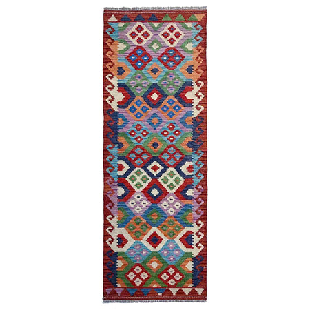 Handmade Multi Kilim Geometric 10' Runner