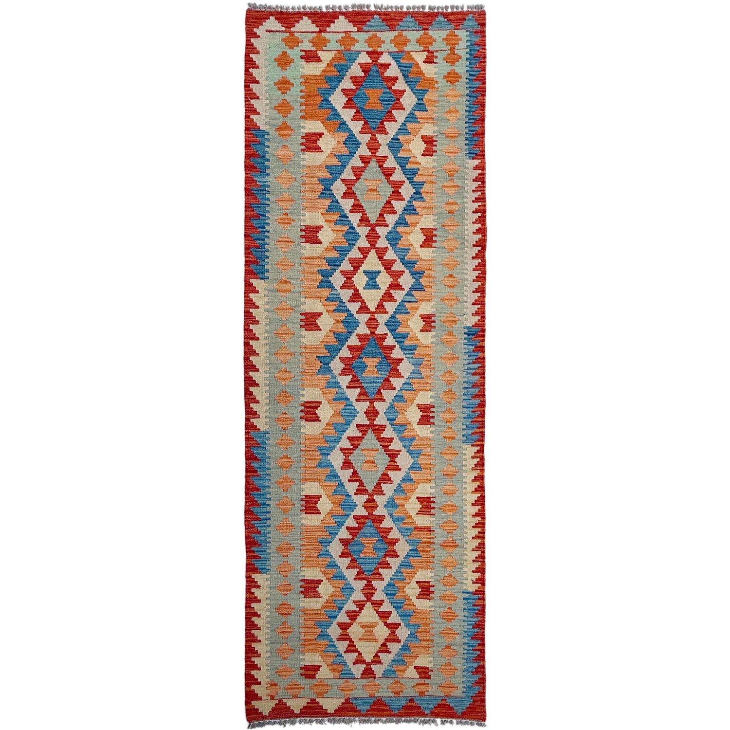 Handmade Multi Kilim Geometric 10' Runner