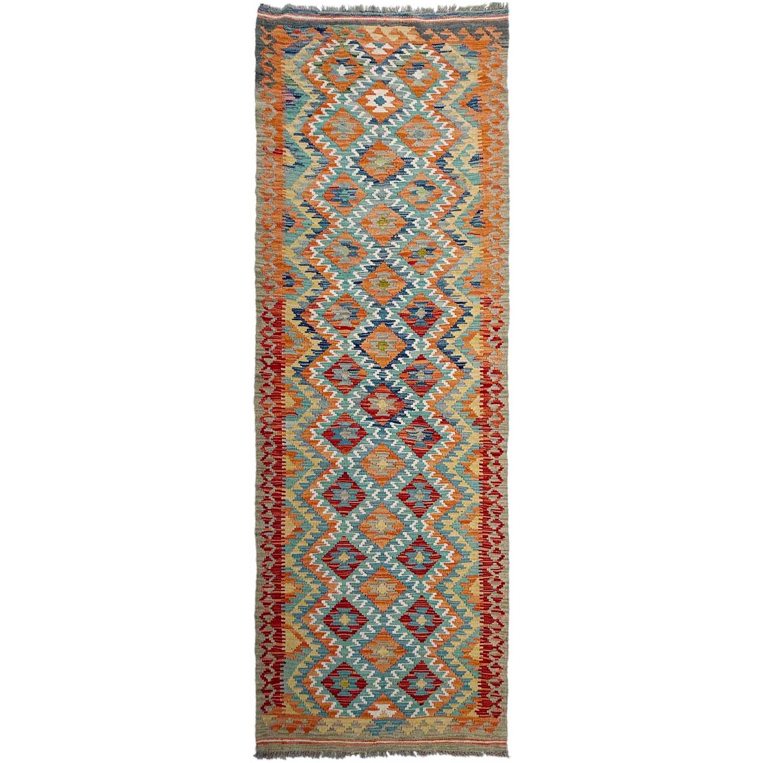 Handmade Multi Kilim Geometric 10' Runner