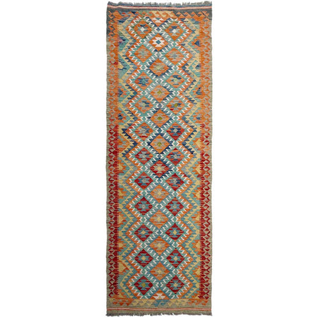 Handmade Multi Kilim Geometric 10' Runner