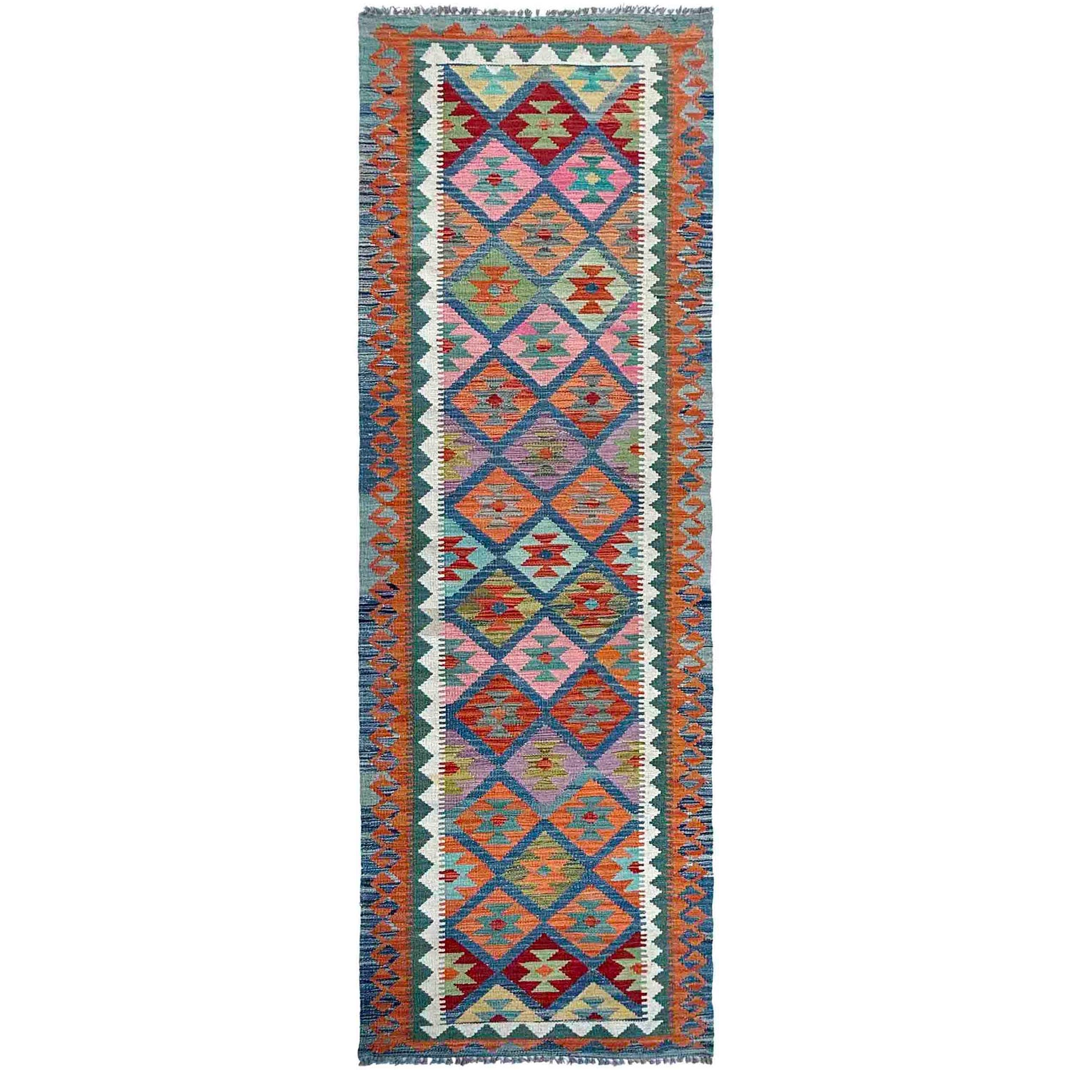 Handmade Multi Kilim Geometric 10' Runner