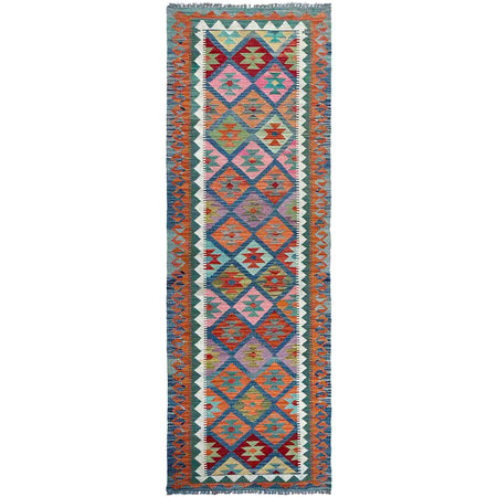 Handmade Multi Kilim Geometric 10' Runner