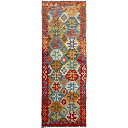 Handmade Multi Kilim Geometric 10' Runner