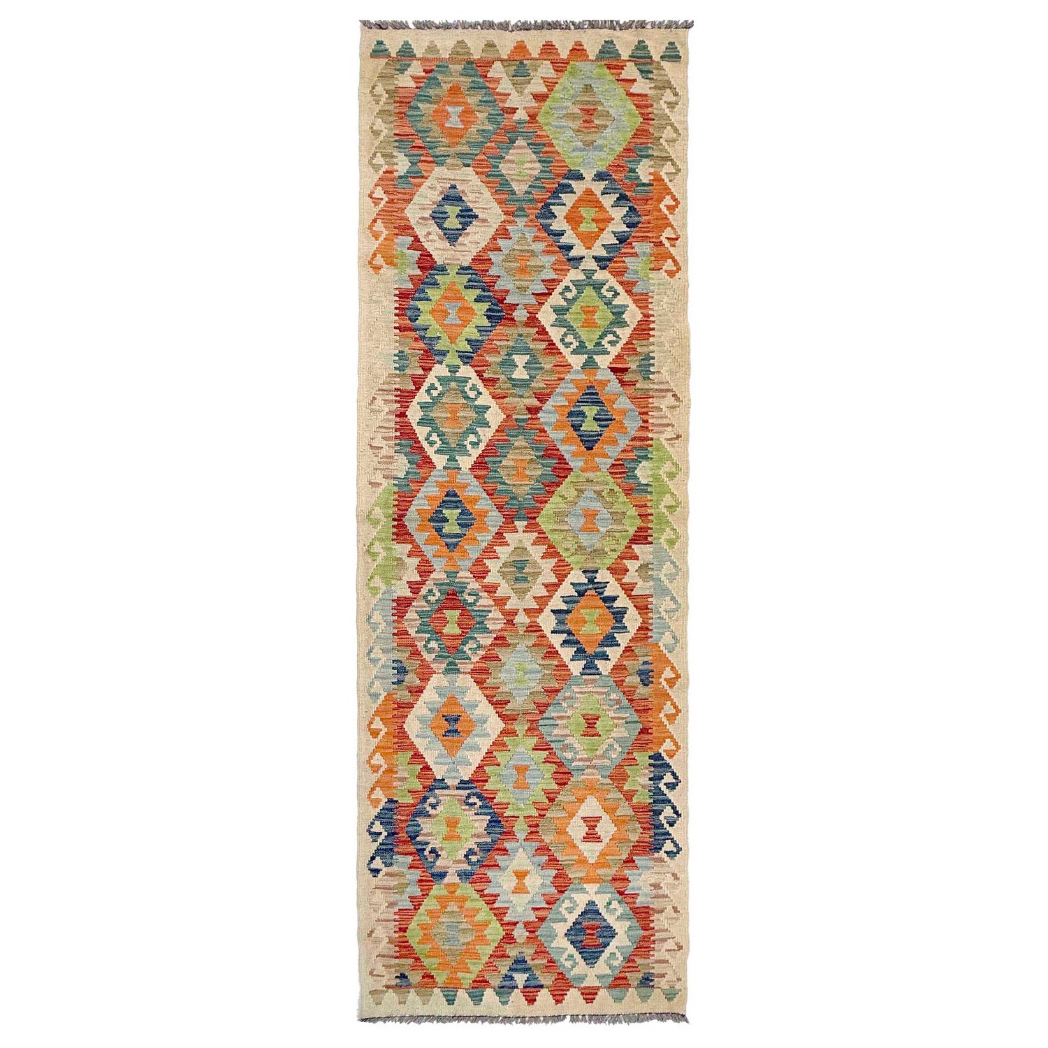 Handmade Multi Kilim Geometric 10' Runner