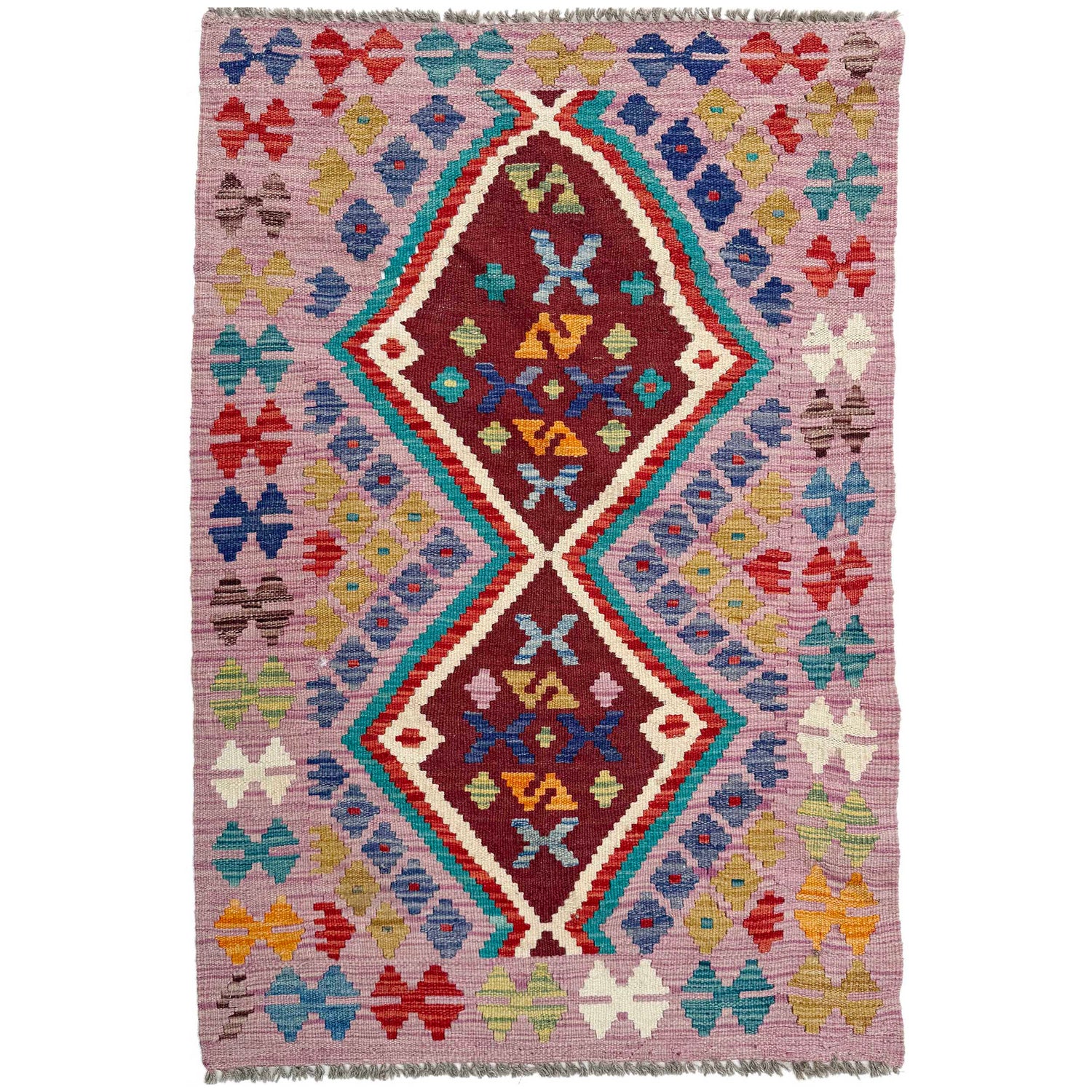 Handmade Multi Kilim Geometric 2x4 ft