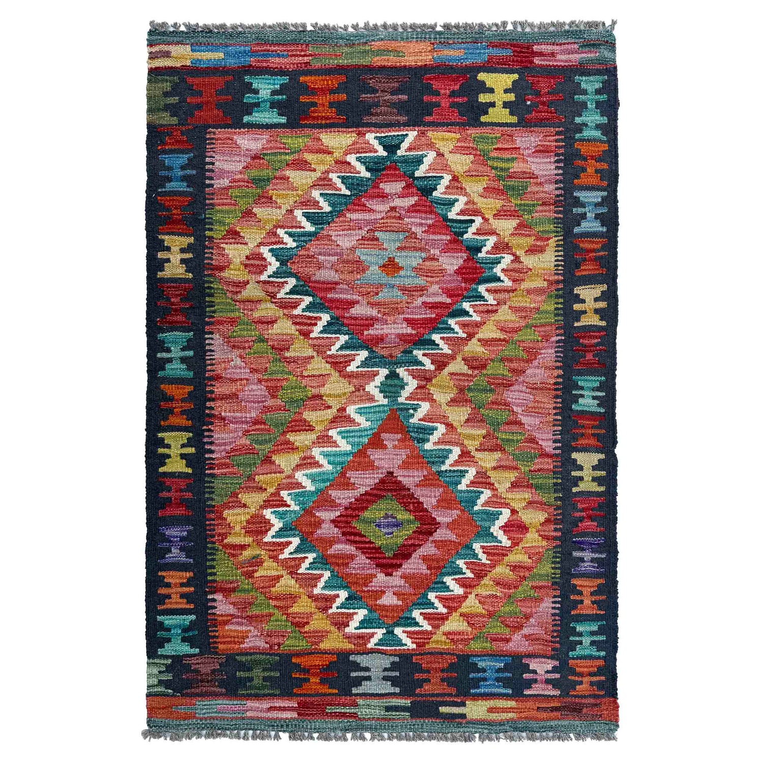 Handmade Multi Kilim Geometric 2x4 ft