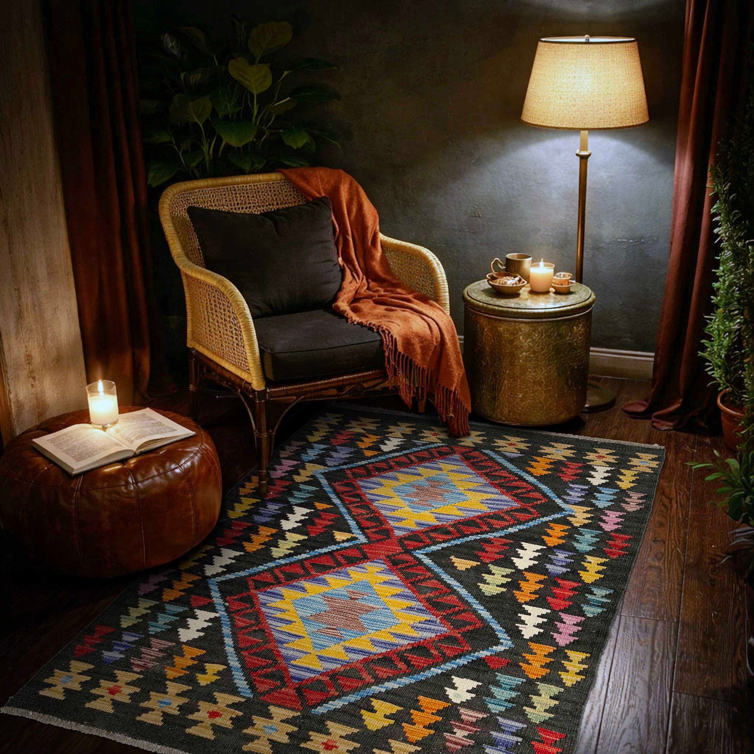 Handmade Multi Kilim Geometric 2x4 ft