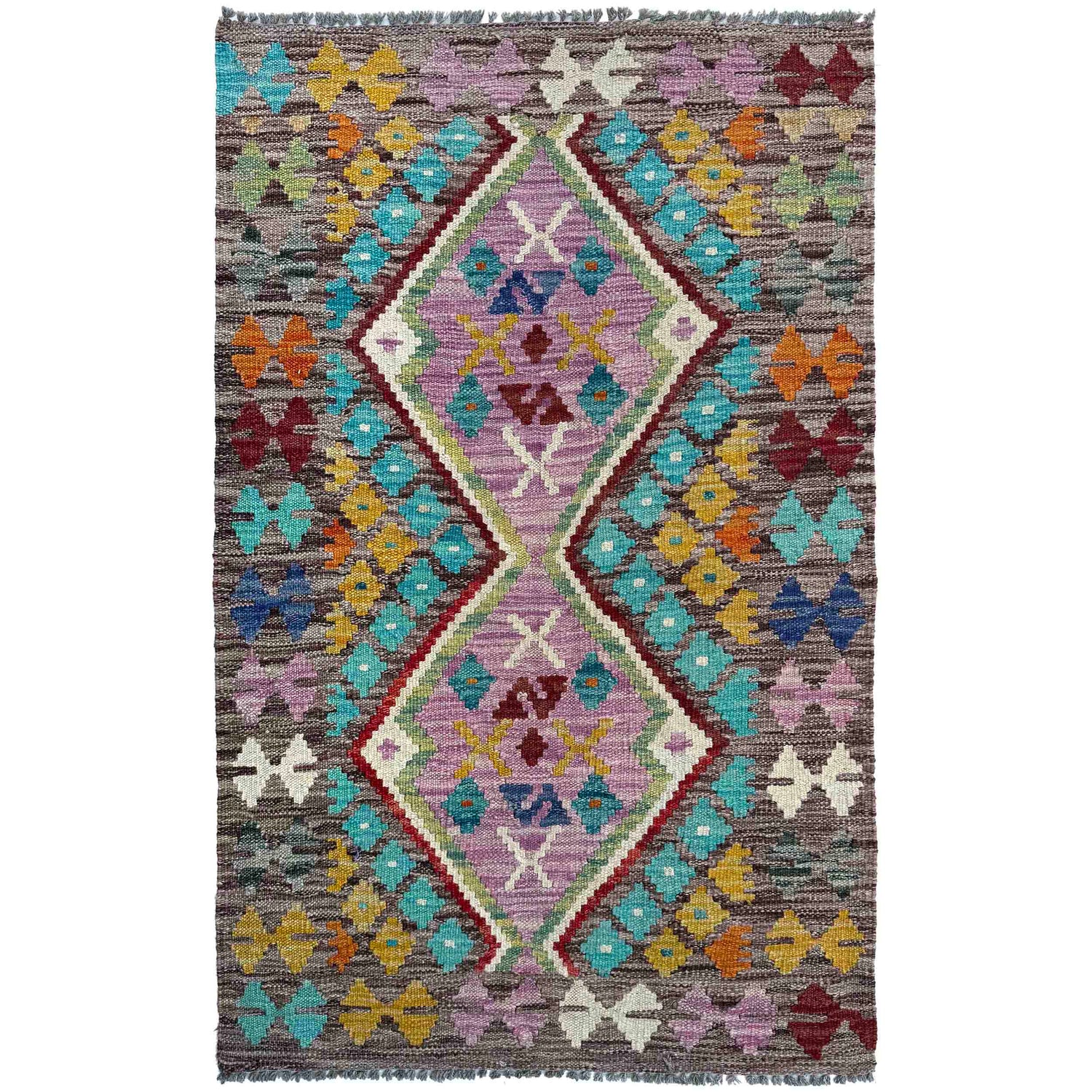 Handmade Multi Kilim Geometric 2x4 ft