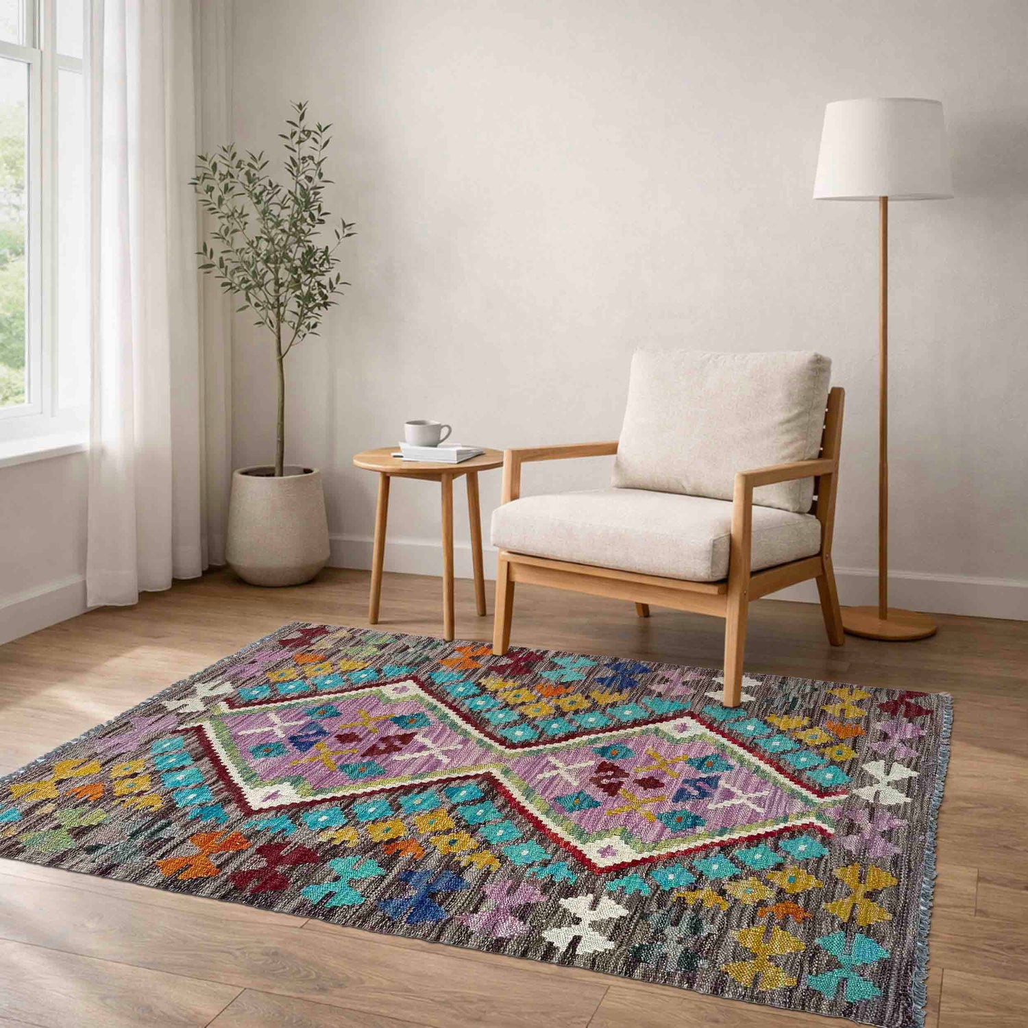 Handmade Multi Kilim Geometric 2x4 ft