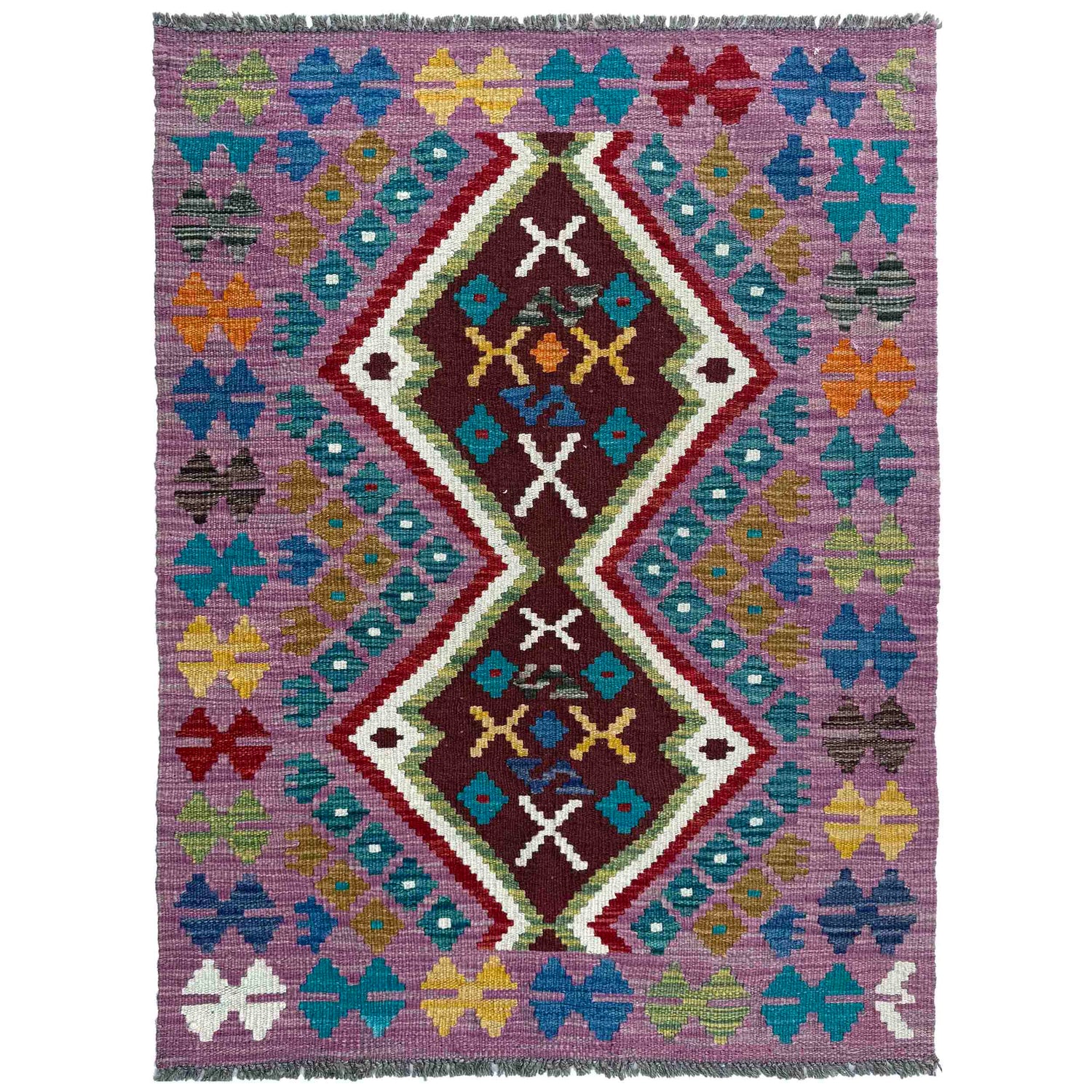 Handmade Multi Kilim Geometric 2x4 ft