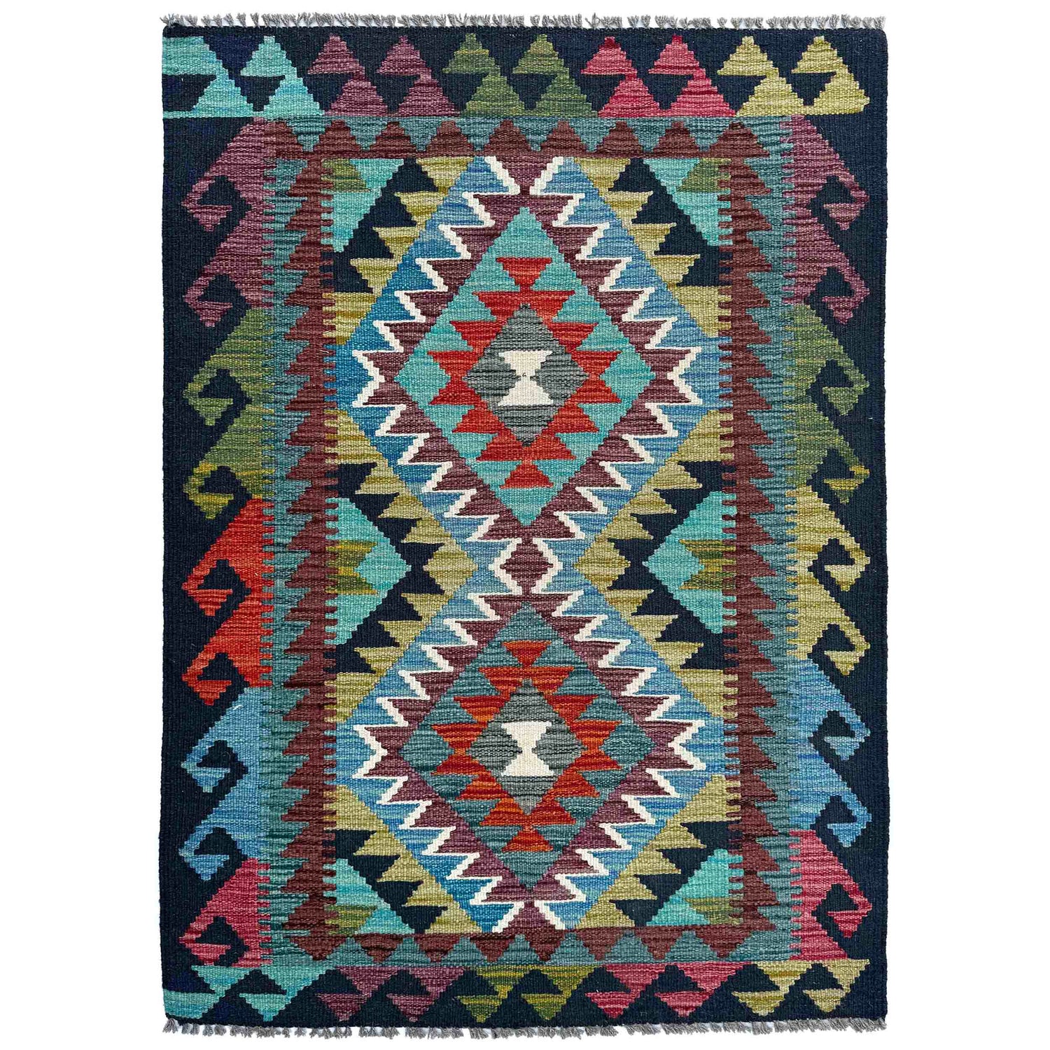 Handmade Multi Kilim Geometric 2x4 ft
