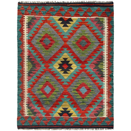 Handmade Multi Kilim Geometric 2x4 ft