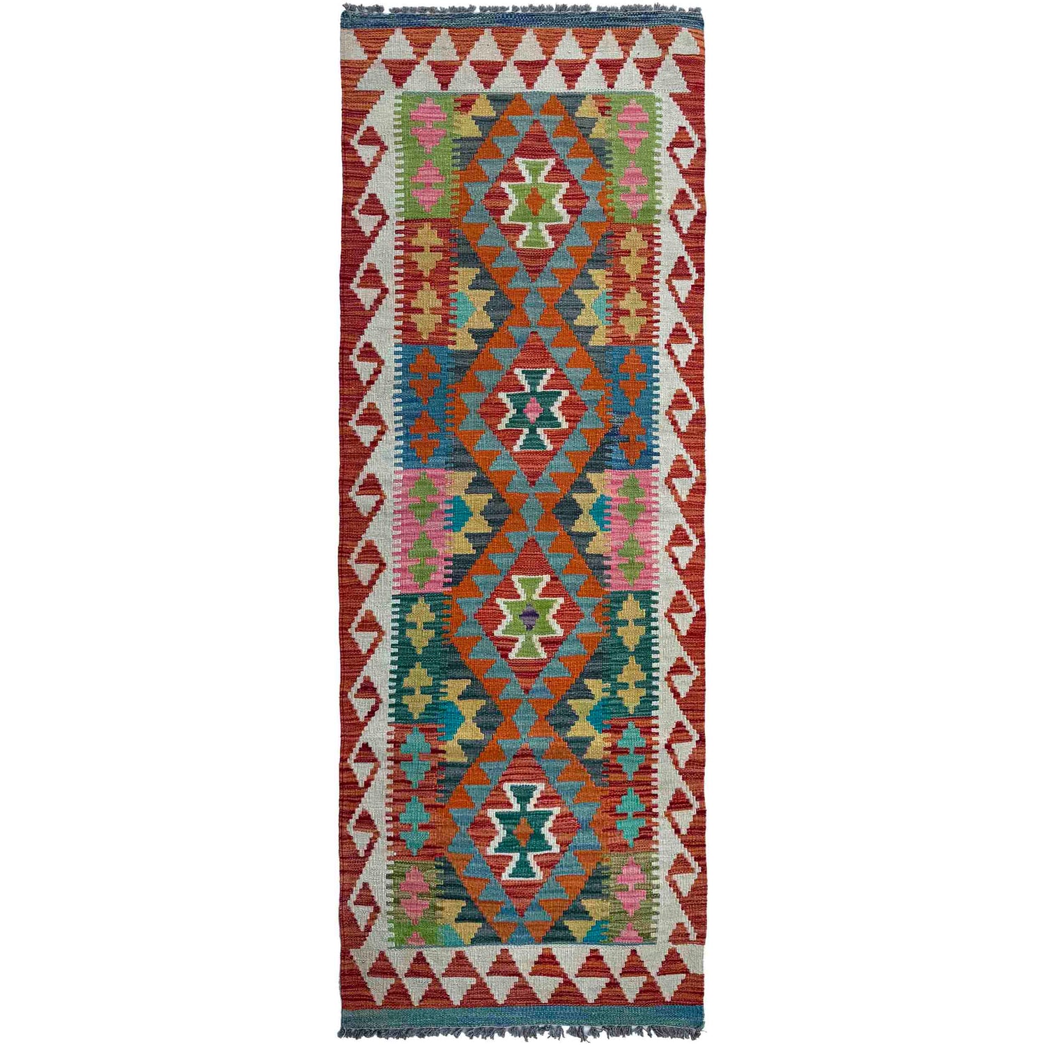 Handmade Multi Kilim Geometric 6' Runner