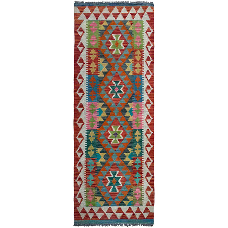 Handmade Multi Kilim Geometric 6' Runner