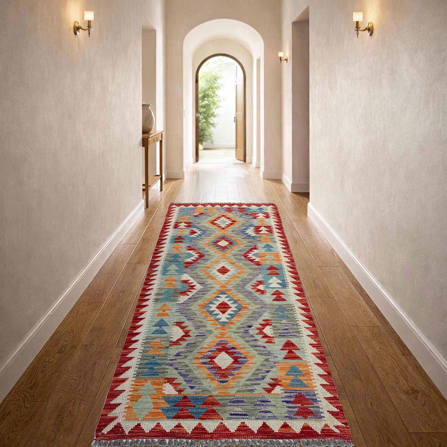 Handmade Multi Kilim Geometric 6' Runner
