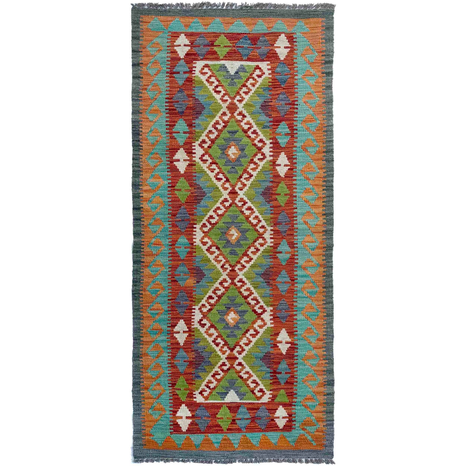 Handmade Multi Kilim Geometric 6' Runner