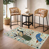 Embroidery Kilim Area Rug Handmade Beige Animal 4x6 ft