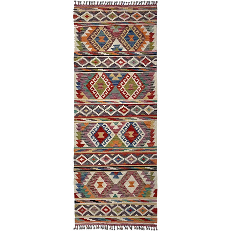 Handmade Multi Kilim Geometric 8' Runner