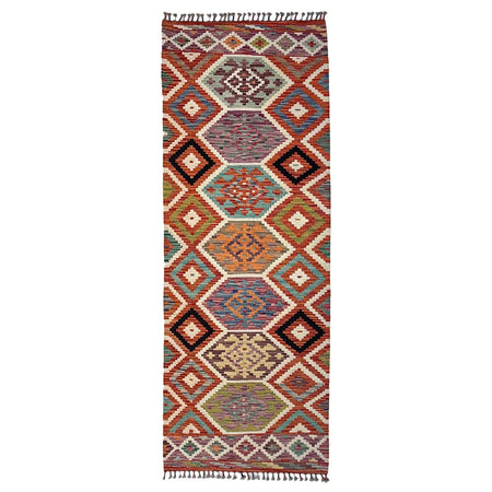 Handmade Multi Kilim Geometric 8' Runner