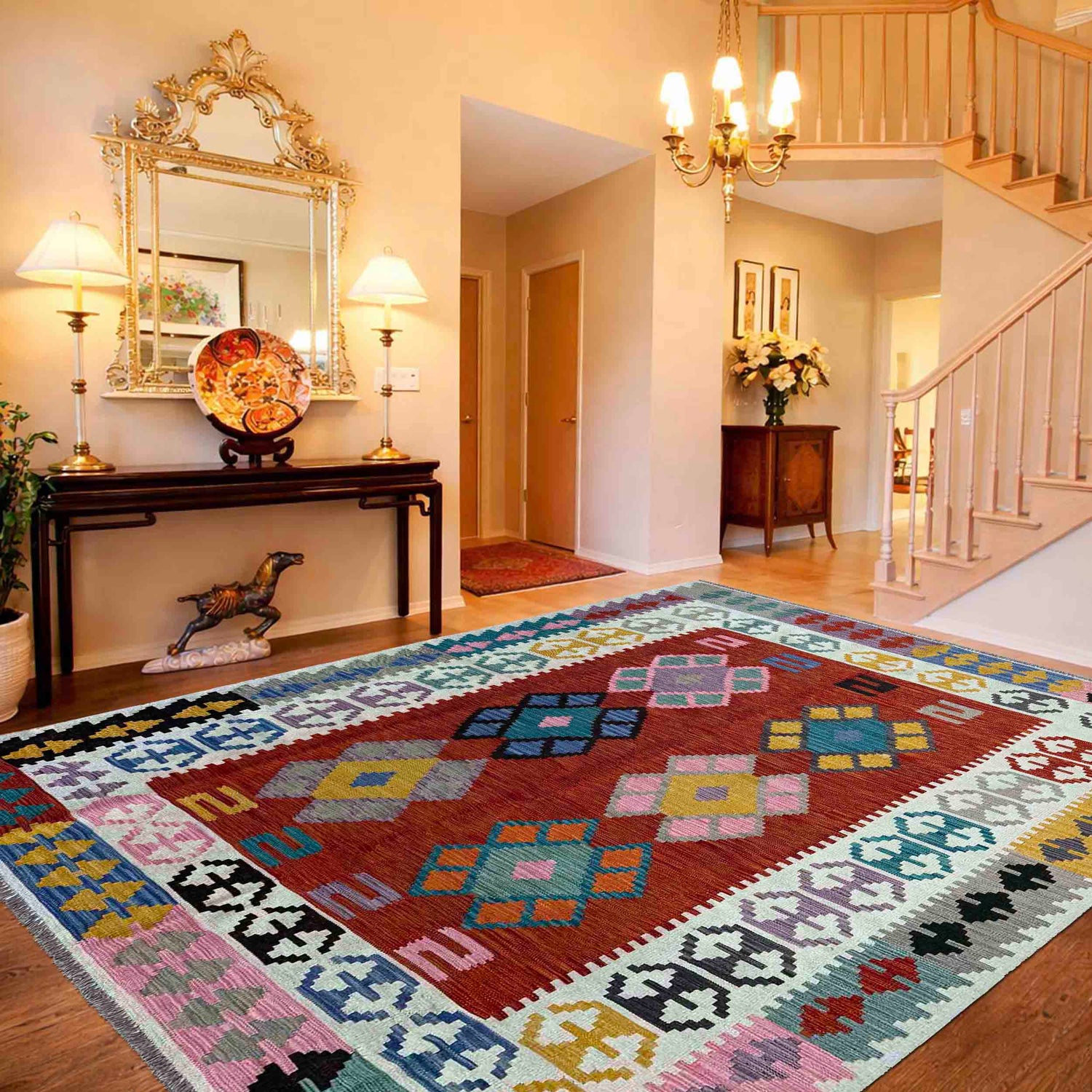 Handmade Multi Kilim Geometric 7x10 ft