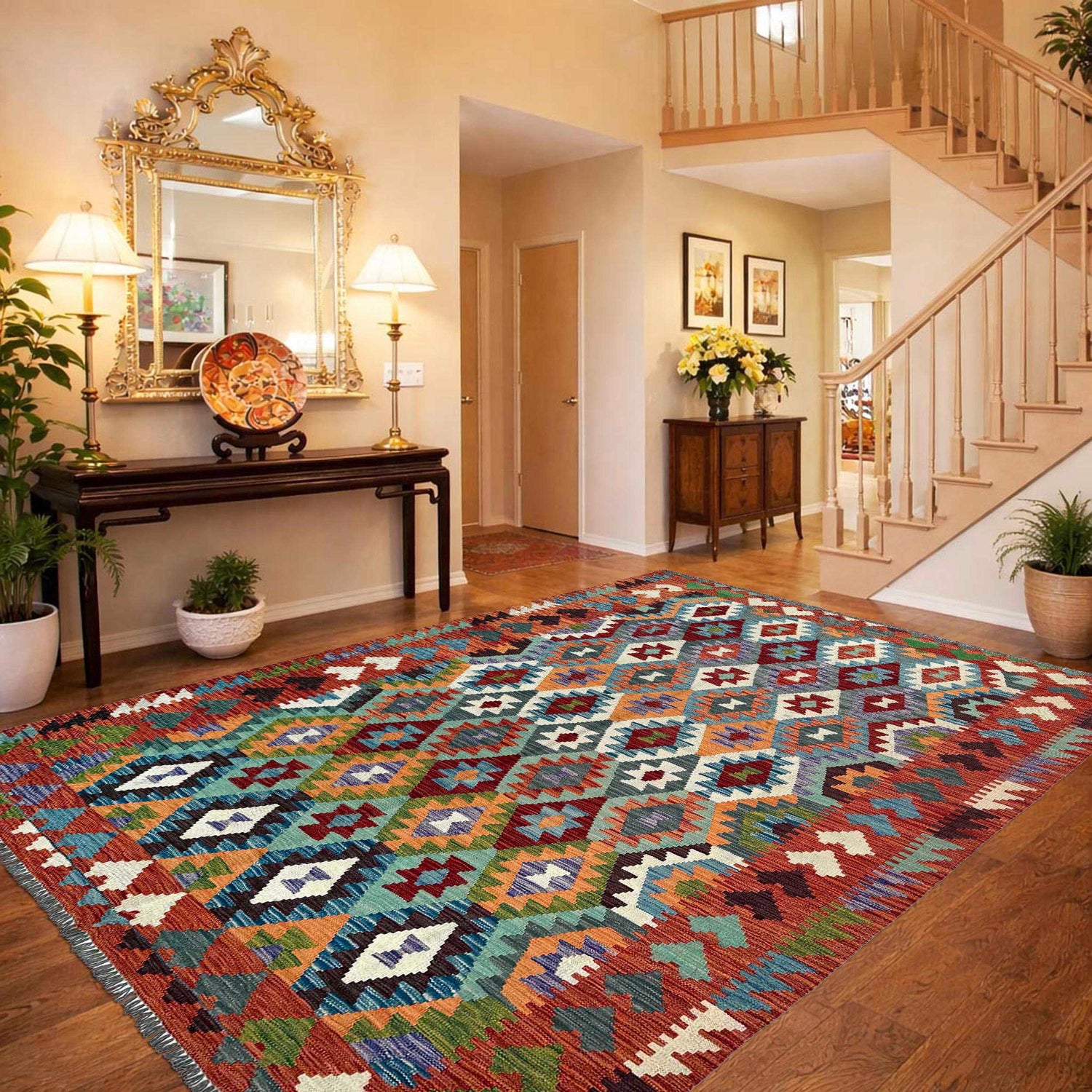 Handmade Multi Kilim Geometric 7x10 ft
