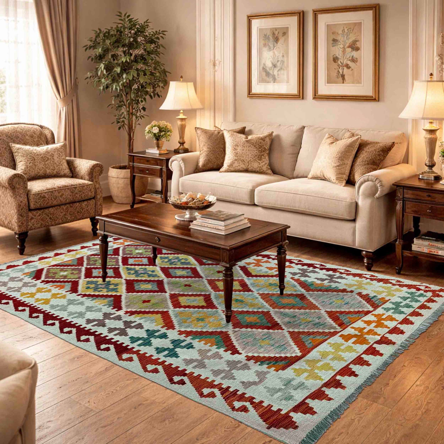 Handmade Multi Kilim Geometric 4x7 ft