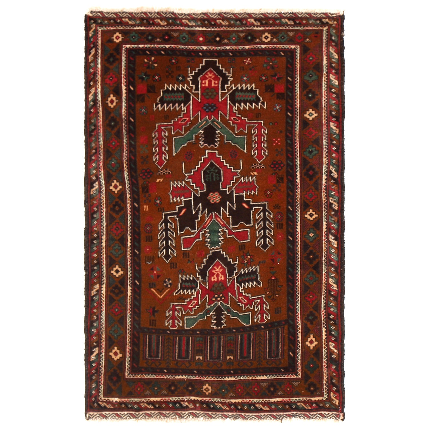 Baluchi Rug Handmade Multi Geometric 3x5 ft